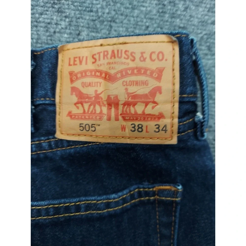 Lot 2 LEVIS 505 Jeans Men 38x34 Dark & Light Wash Regular Fit Straight Leg Denim